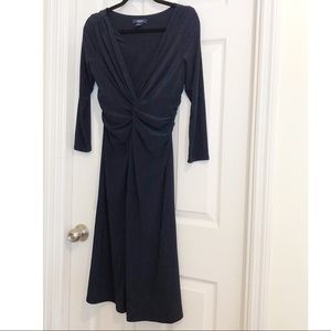 Blue V-neck Long Sleeve Dress EUC